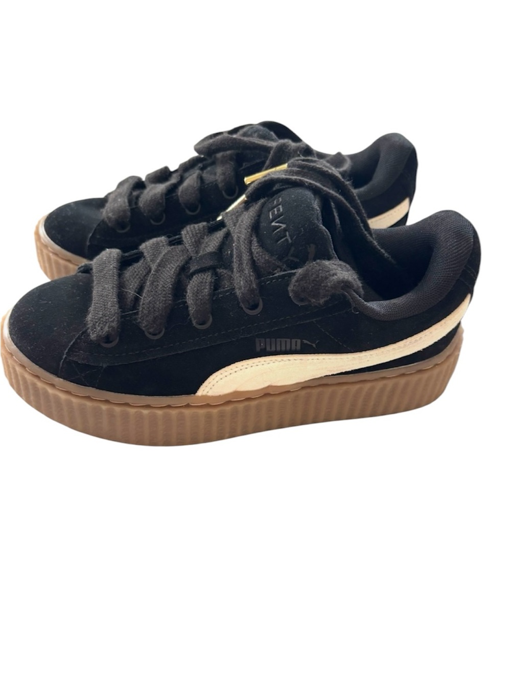 NWOT Puma X Fenty Black Creeper Phatty Suede Sneakers Tan Gum Sole SZ 6